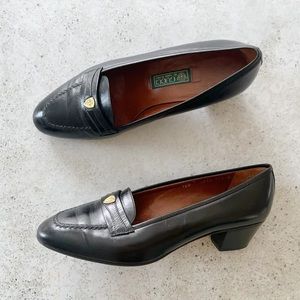 🖤 Vintage GUCCI Loafers Heels Pumps Shoes Black Gold size 36.5 EU